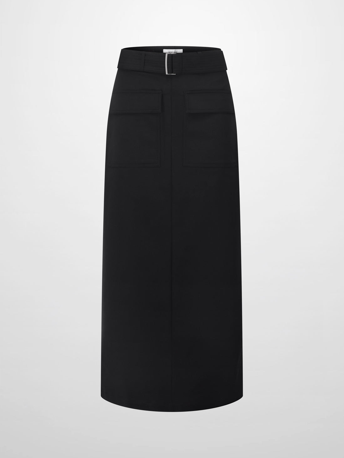 Belted Straight Cargo Pocket Skirt-Black