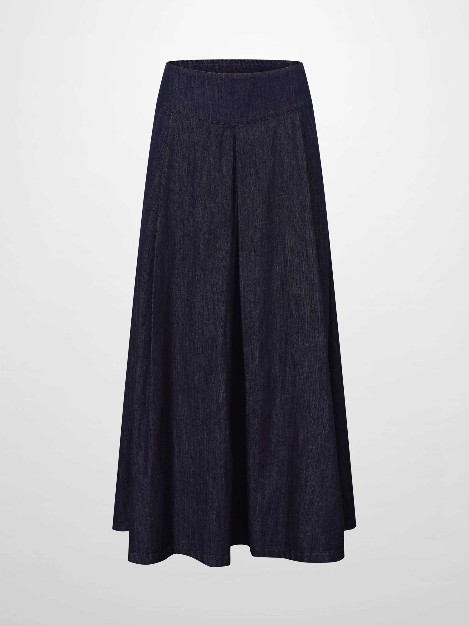Inverted Yoke Pleat Skirt-Dark Blue