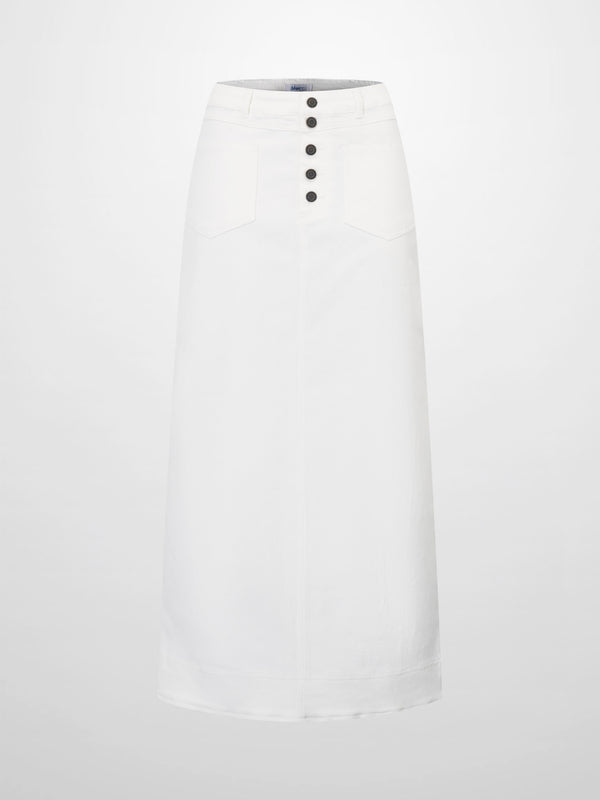 Straight Maxi Denim Skirt-White