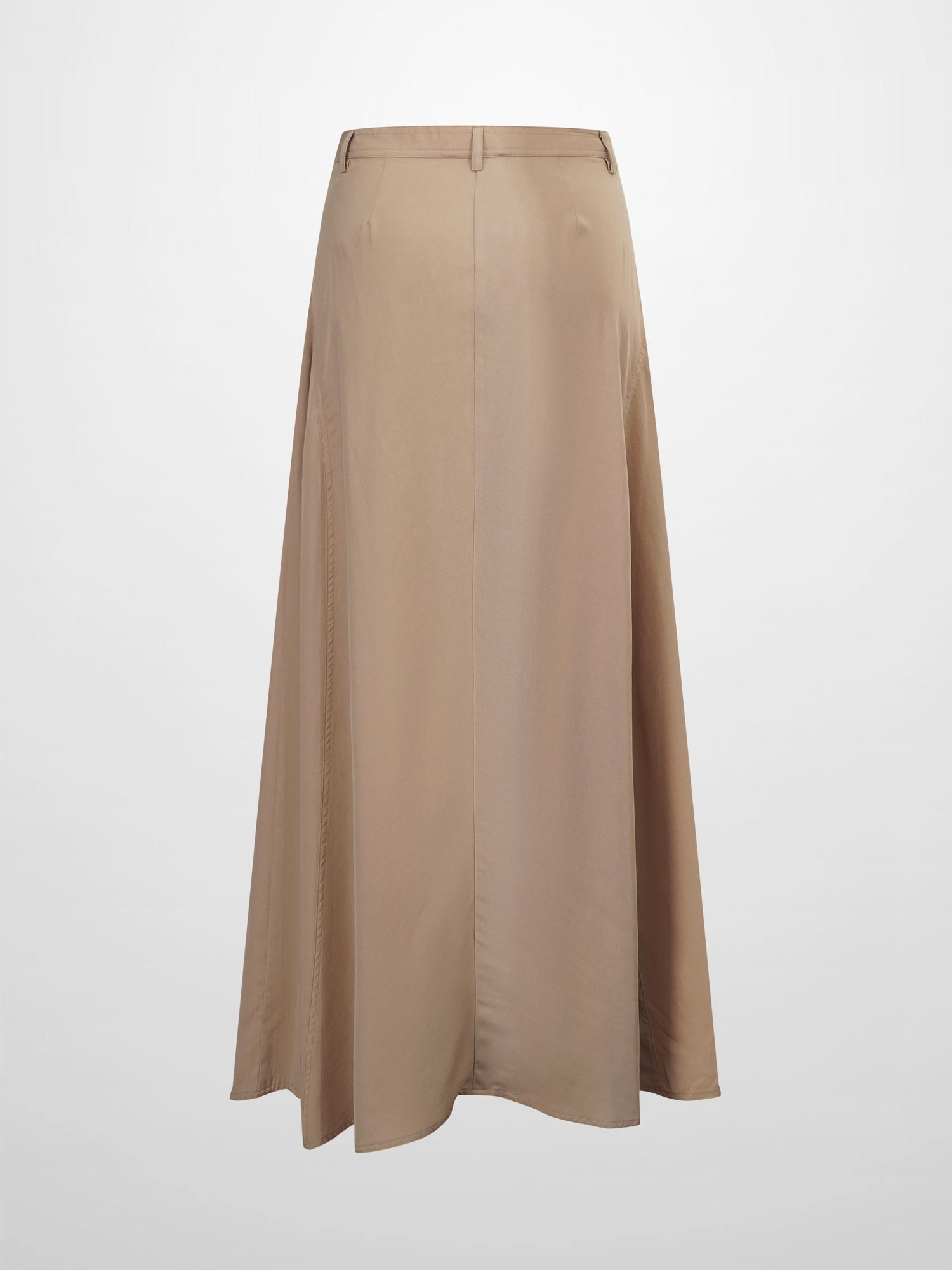 Tencel Yoke Button Down Skirt-Tan