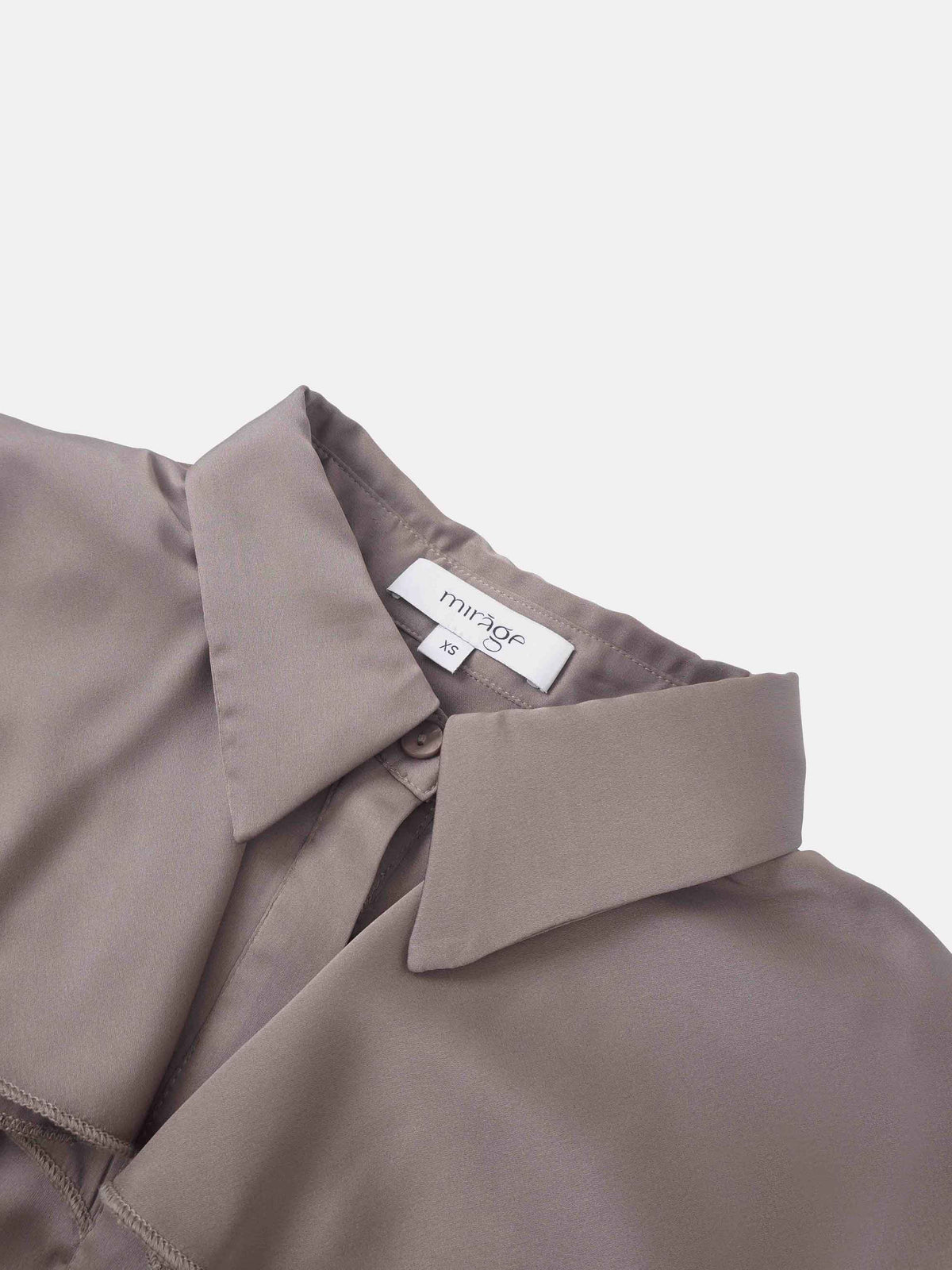 Double Ruffle Faux Satin Blouse - Mauve