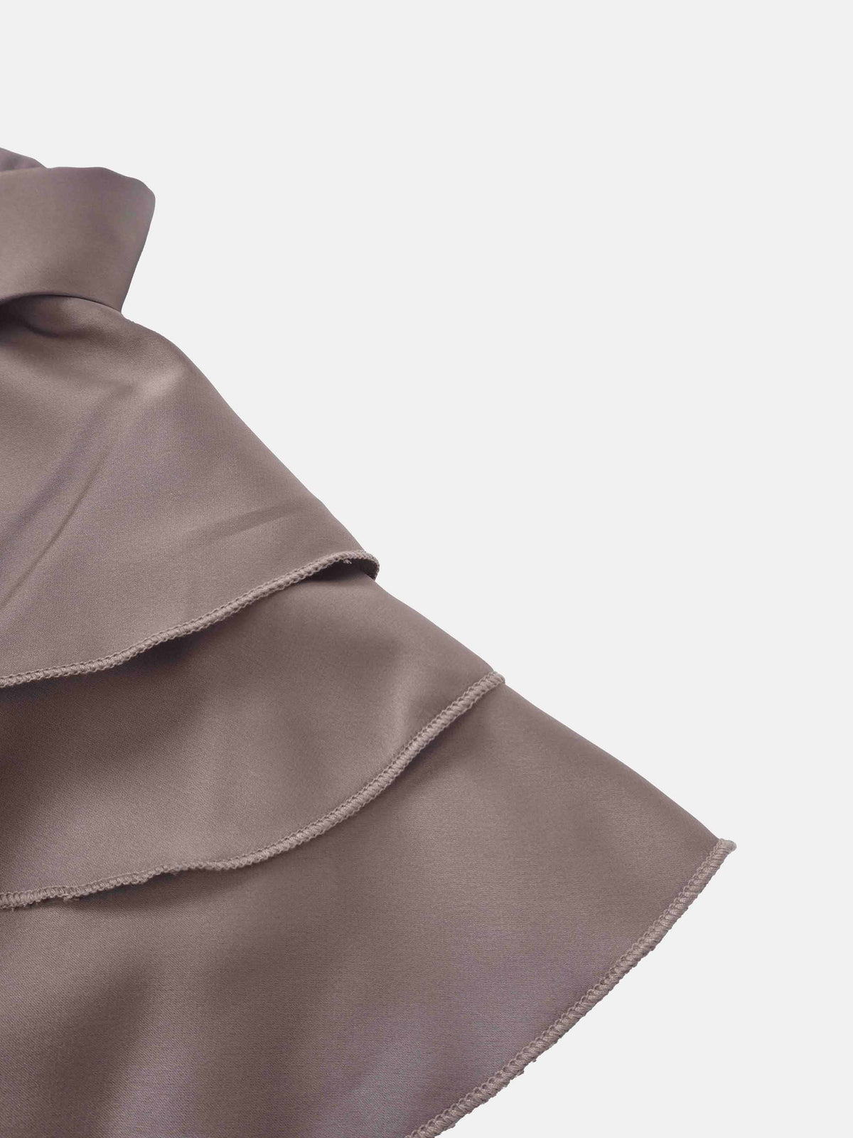 Double Ruffle Faux Satin Blouse - Mauve