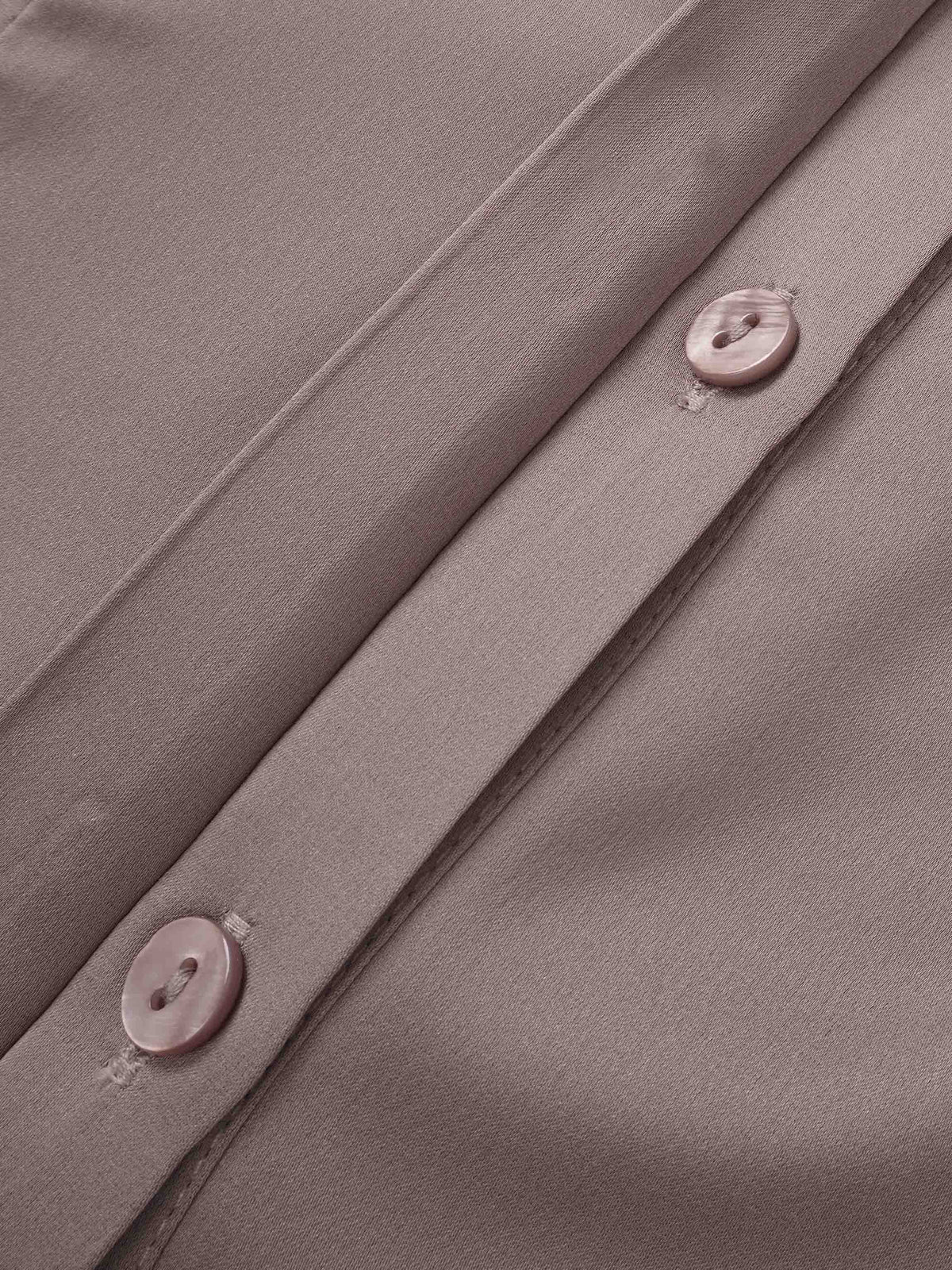 Double Ruffle Faux Satin Blouse - Mauve