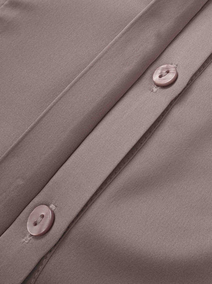 Double Ruffle Faux Satin Blouse - Mauve