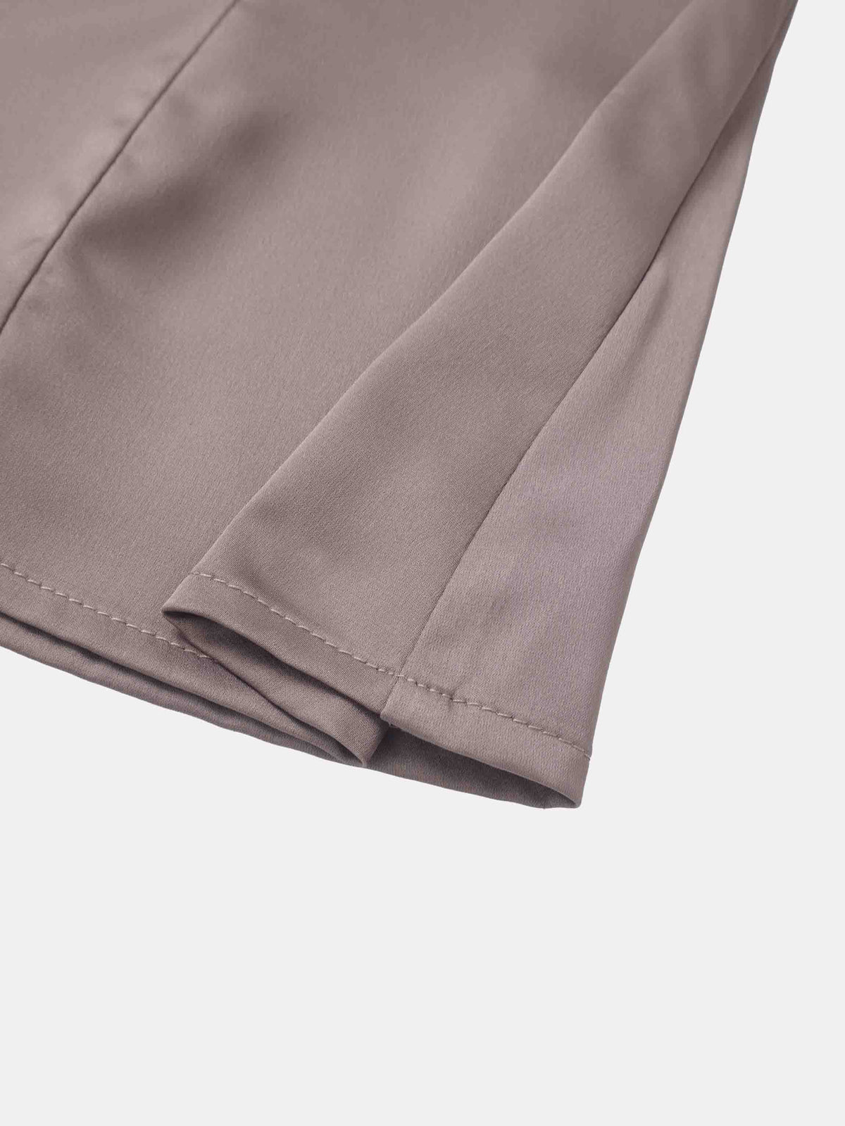 Double Ruffle Faux Satin Blouse - Mauve