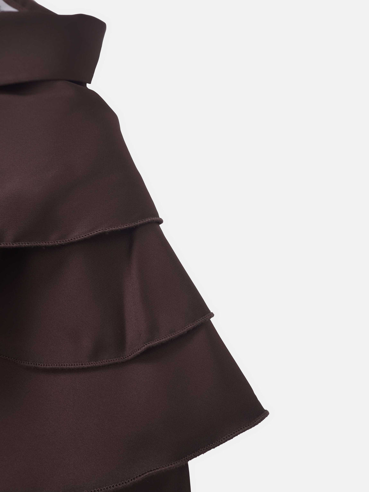 Double Ruffle Faux Satin Blouse - Wine
