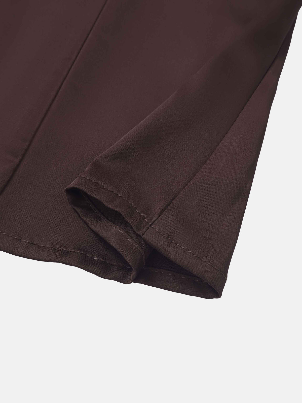Double Ruffle Faux Satin Blouse - Wine