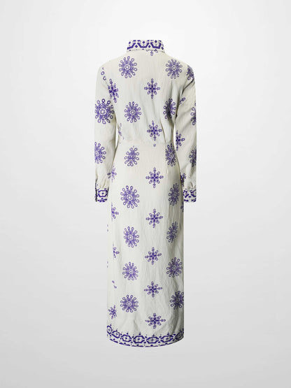 Wrap Shirtdress-Blue Medallion