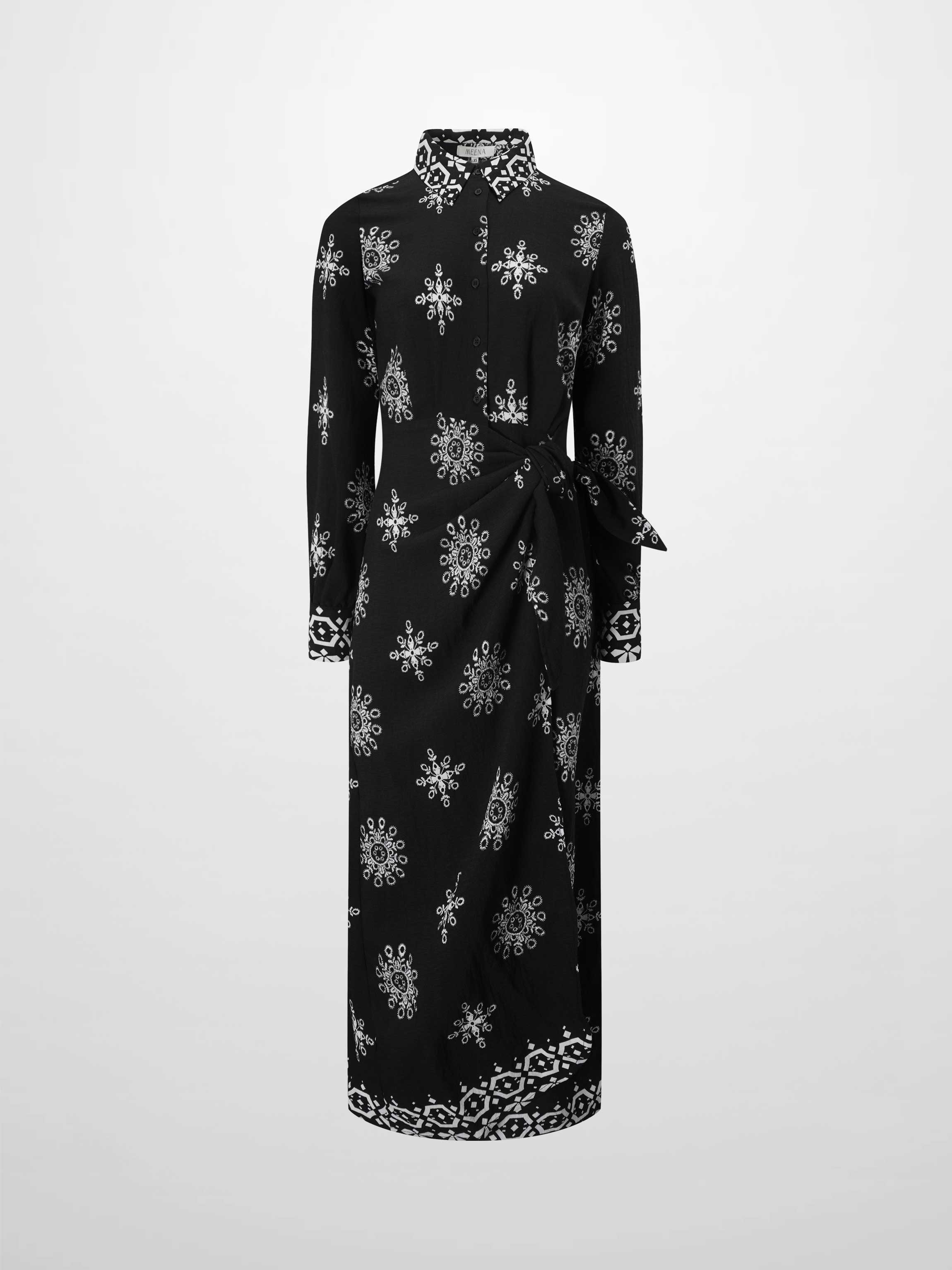 Wrap Shirtdress-Black Medallion