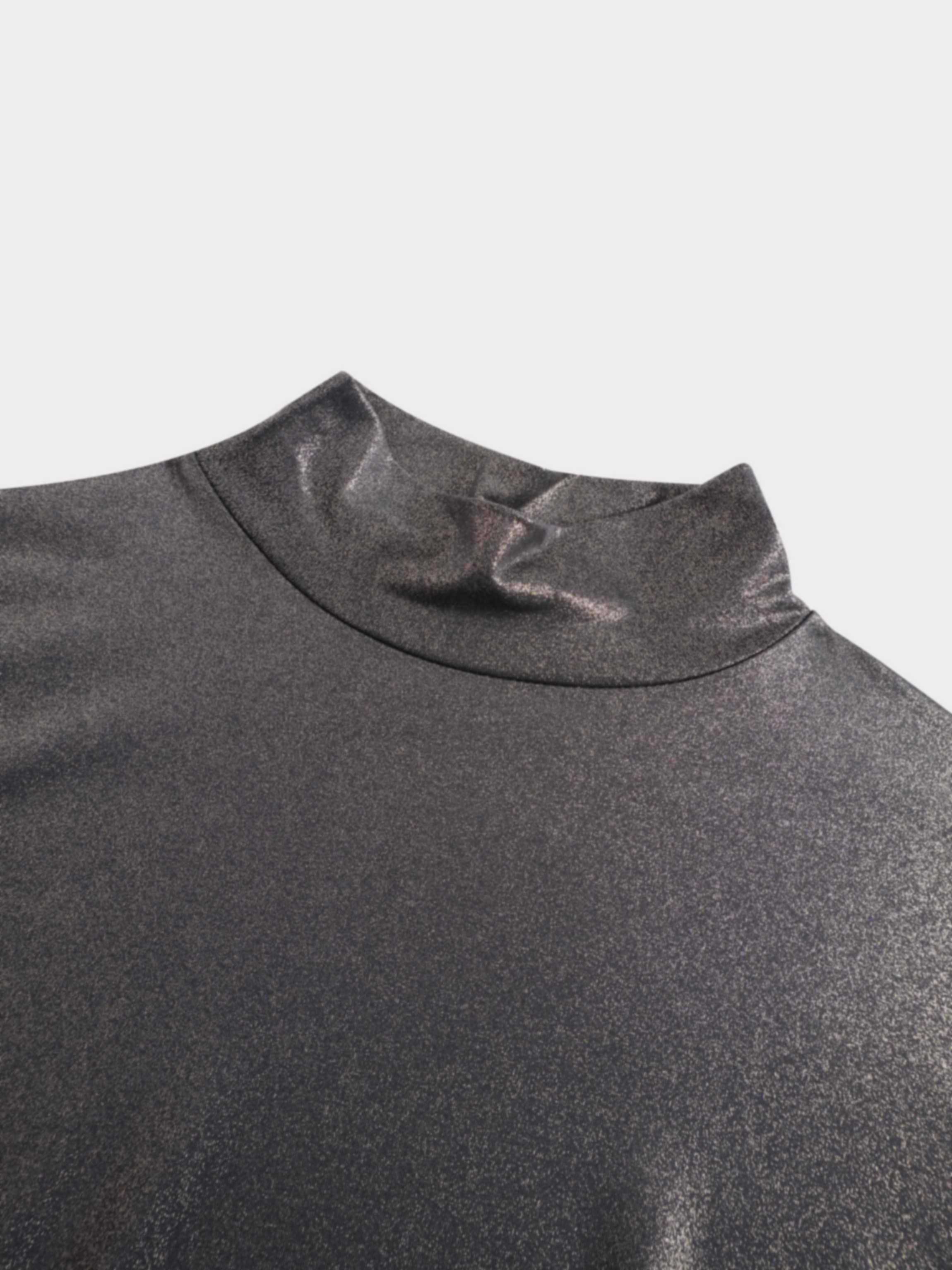 Shimmer Turtleneck-Grey/Gold