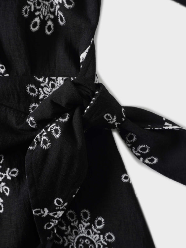 Wrap Shirtdress-Black Medallion