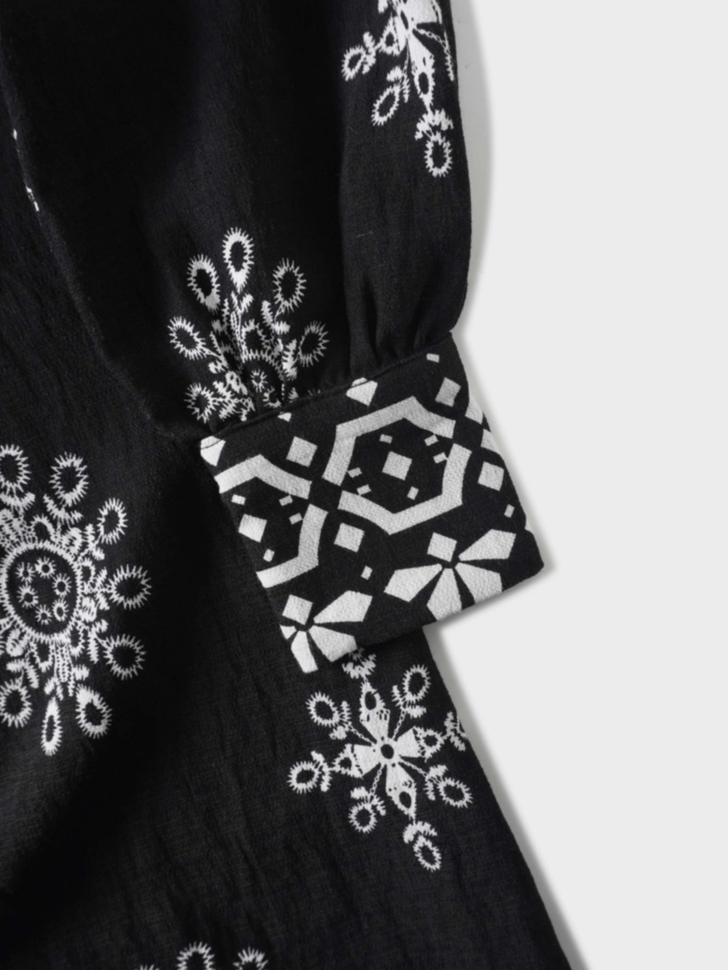 Wrap Shirtdress-Black Medallion