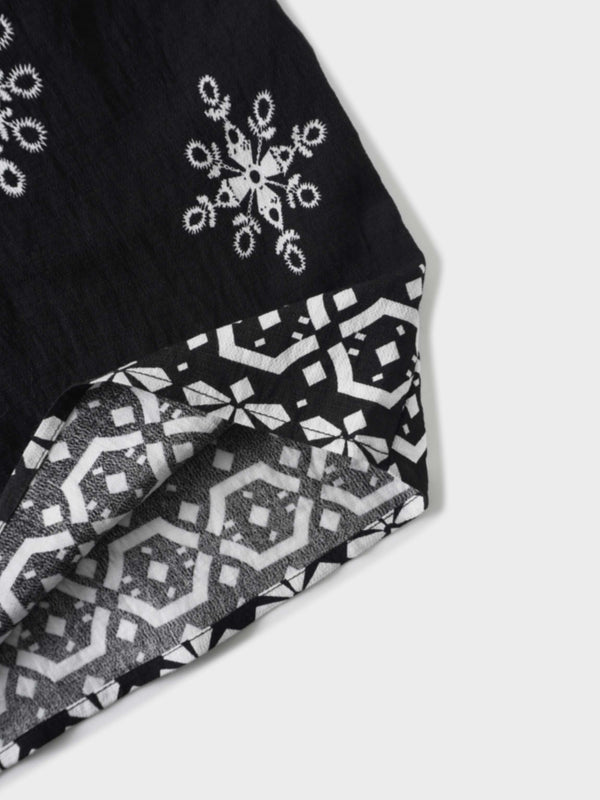Wrap Shirtdress-Black Medallion