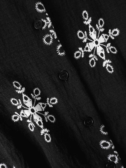 Wrap Shirtdress-Black Medallion