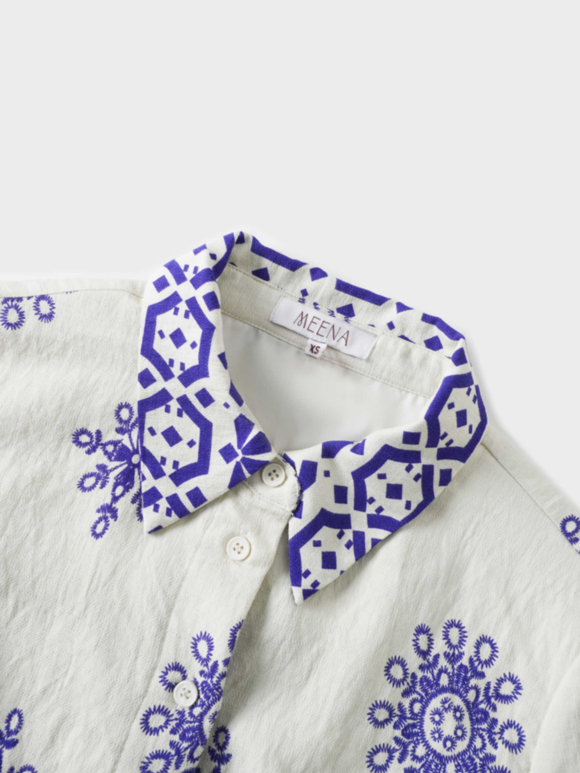 Wrap Shirtdress-Blue Medallion