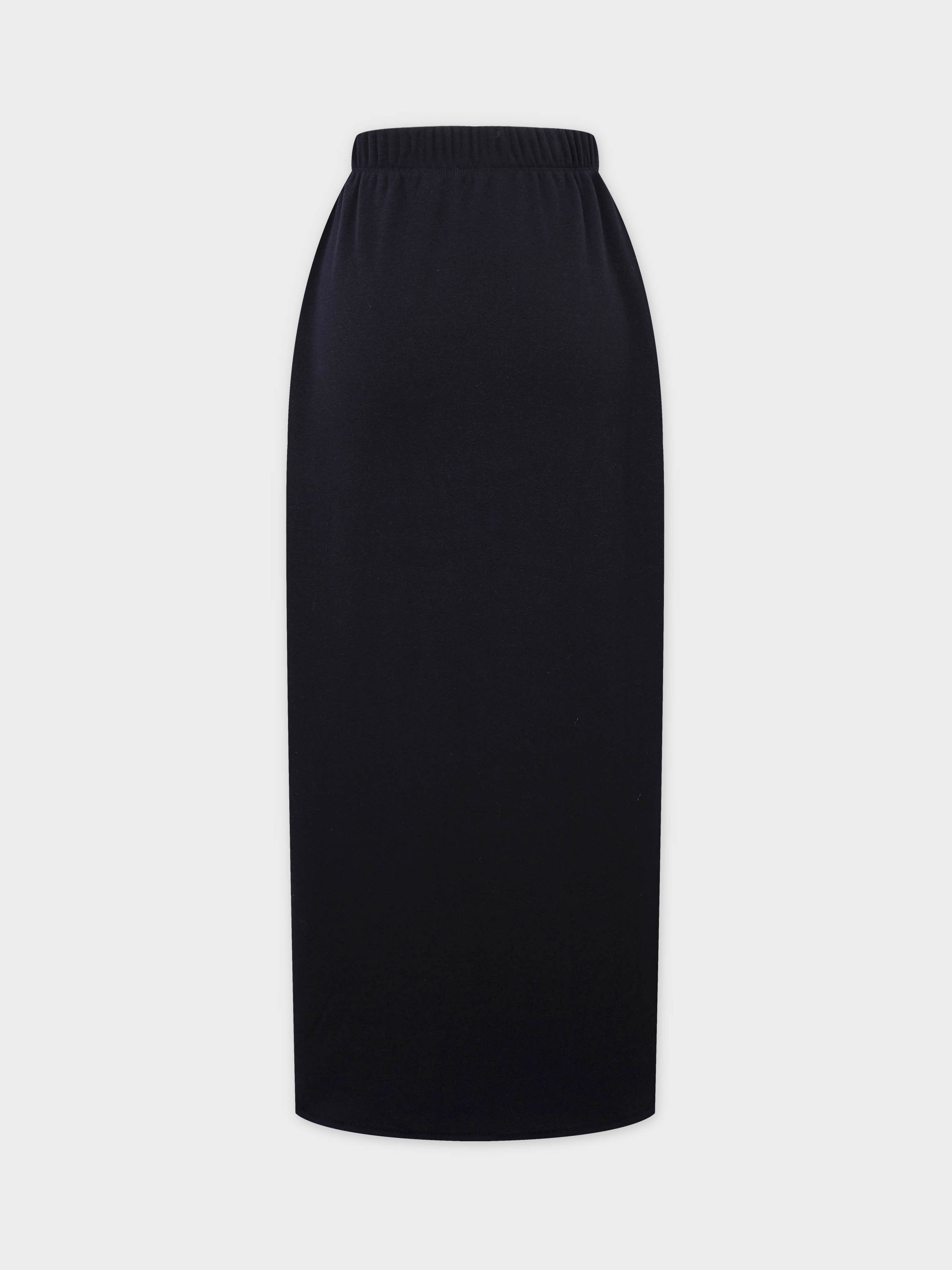 Straight Maxi Sweatshirt Skirt-Black