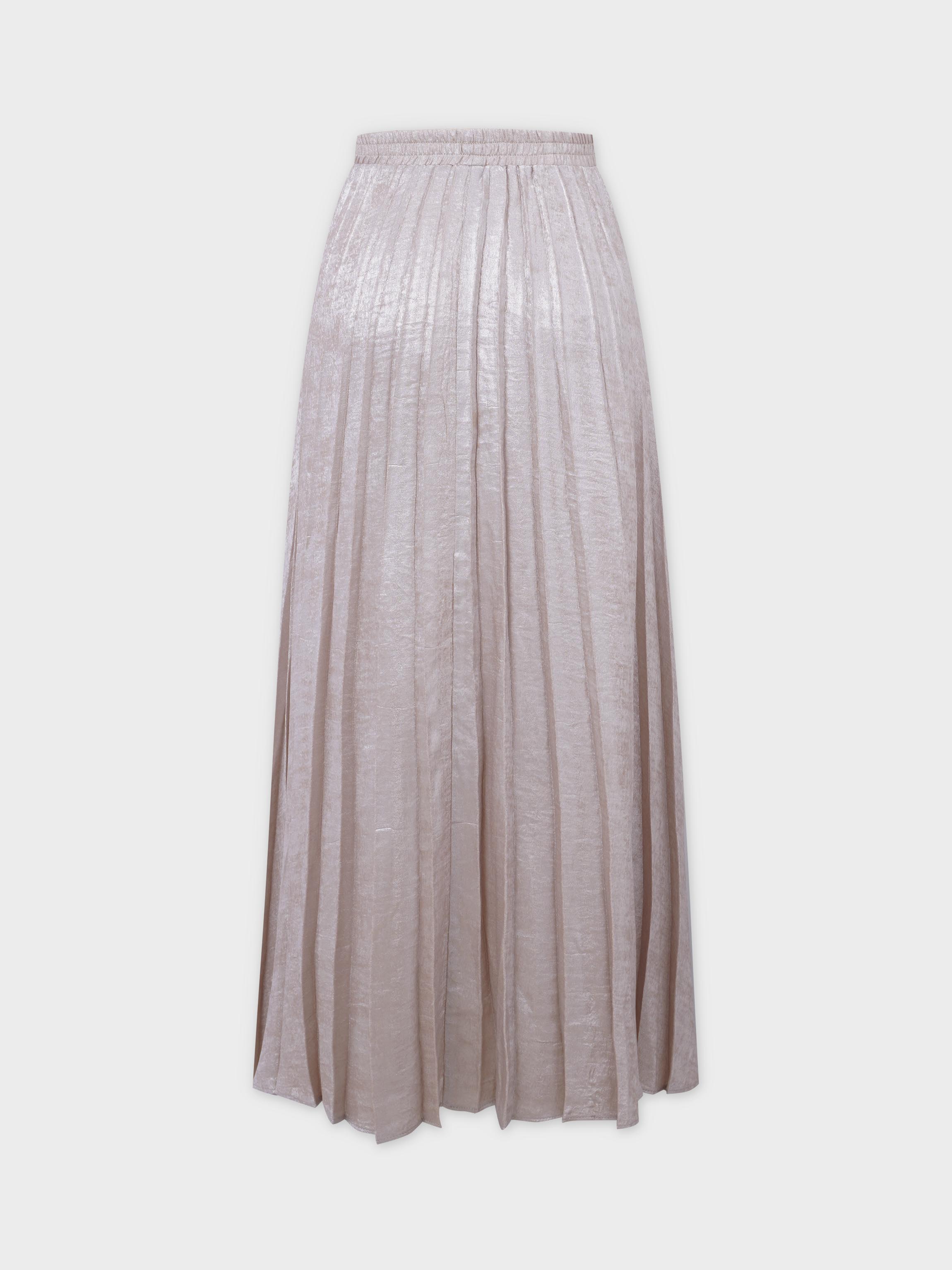 Covered Band Pleated Skirt-Champagne Shimmer