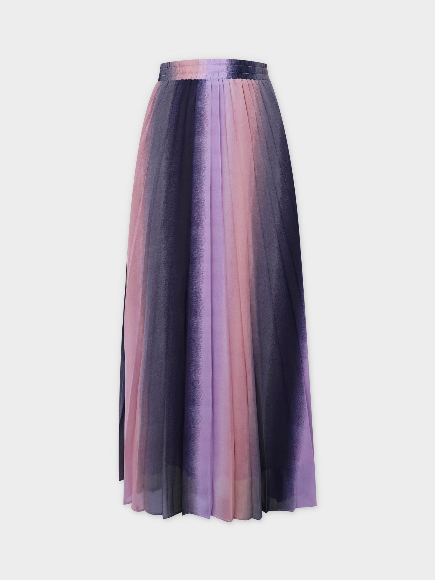 Covered Band Pleated Skirt-Pink Ombre