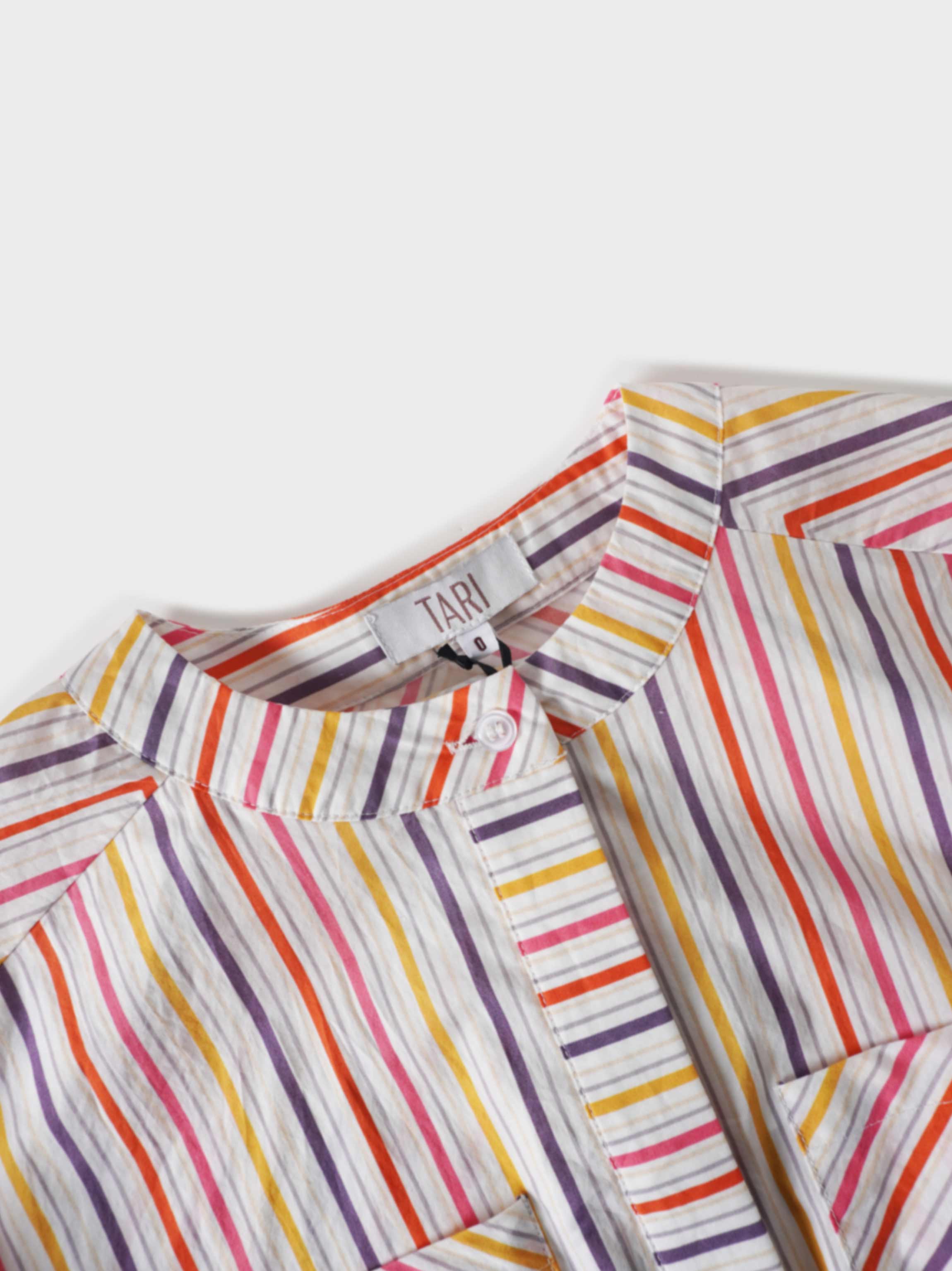 Belted Wide Sleeve Dress-Colored Stripe