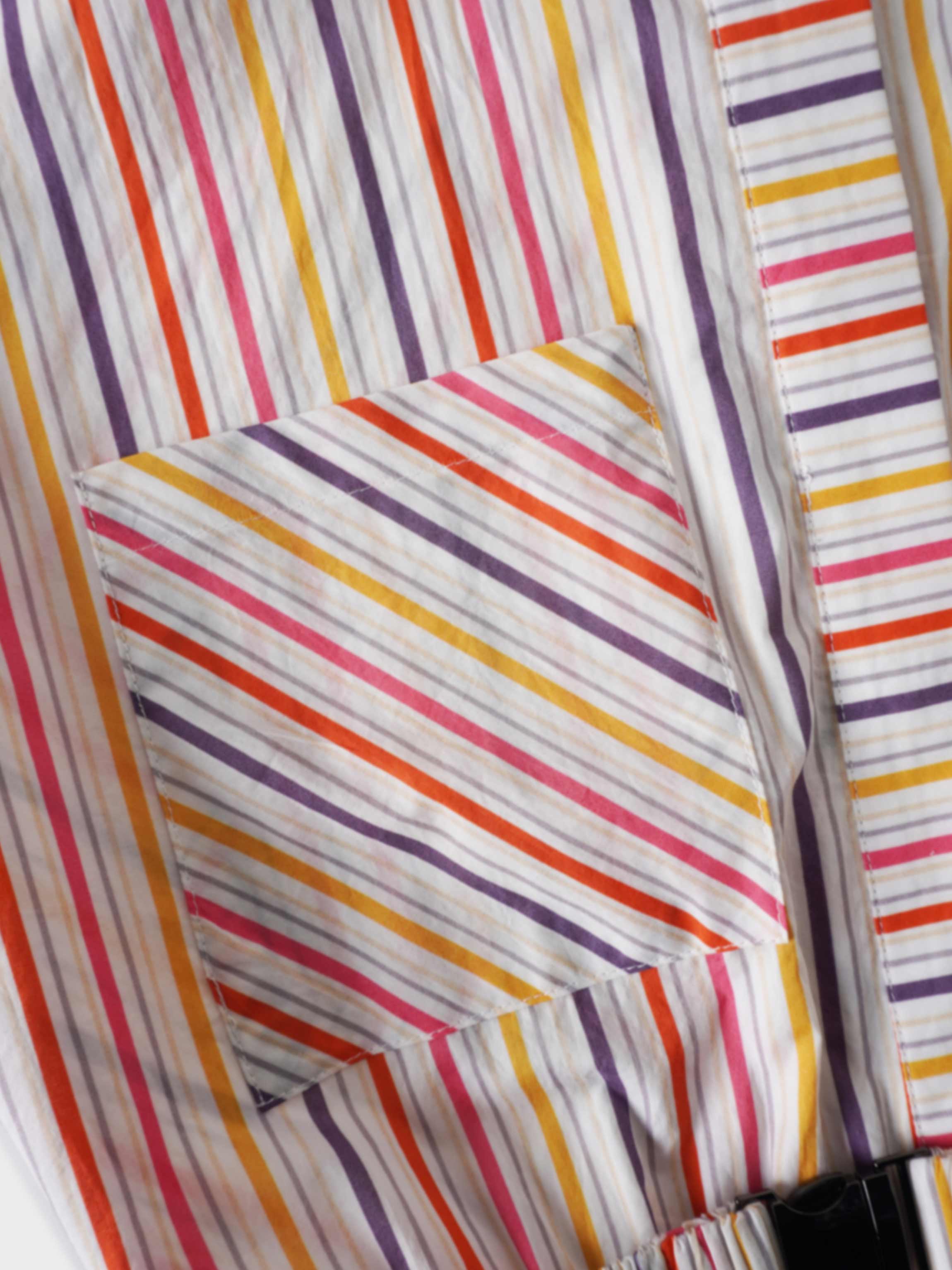 Belted Wide Sleeve Dress-Colored Stripe