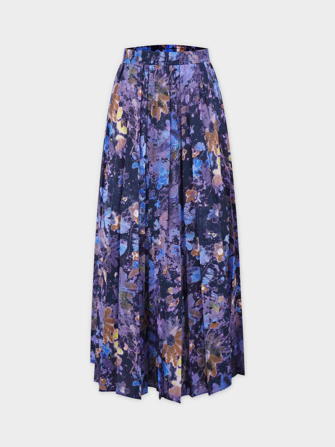 Covered Band Pleated Skirt- Lavender Flowers