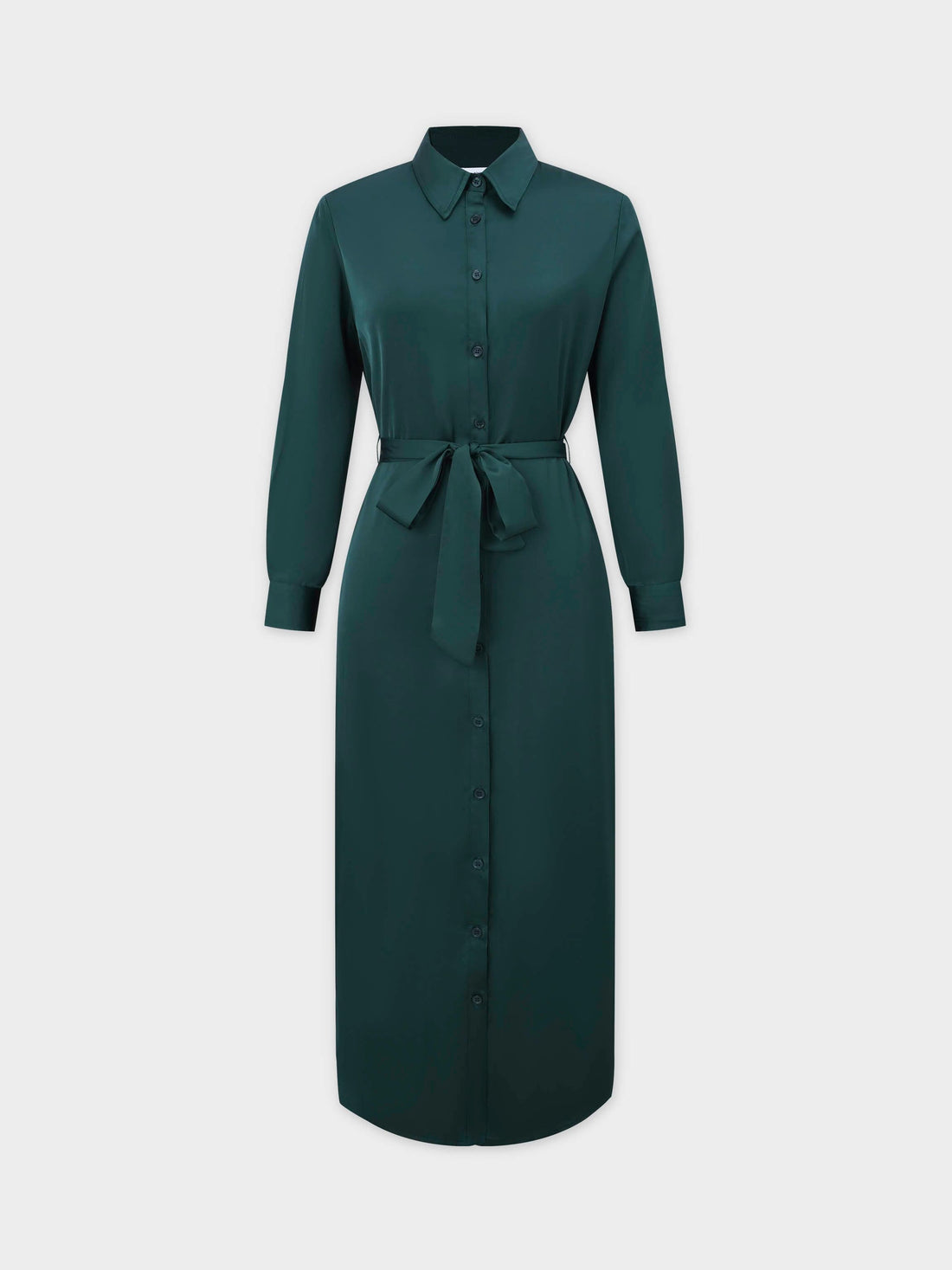 Gathered Back Shirtdress-Emerald Green