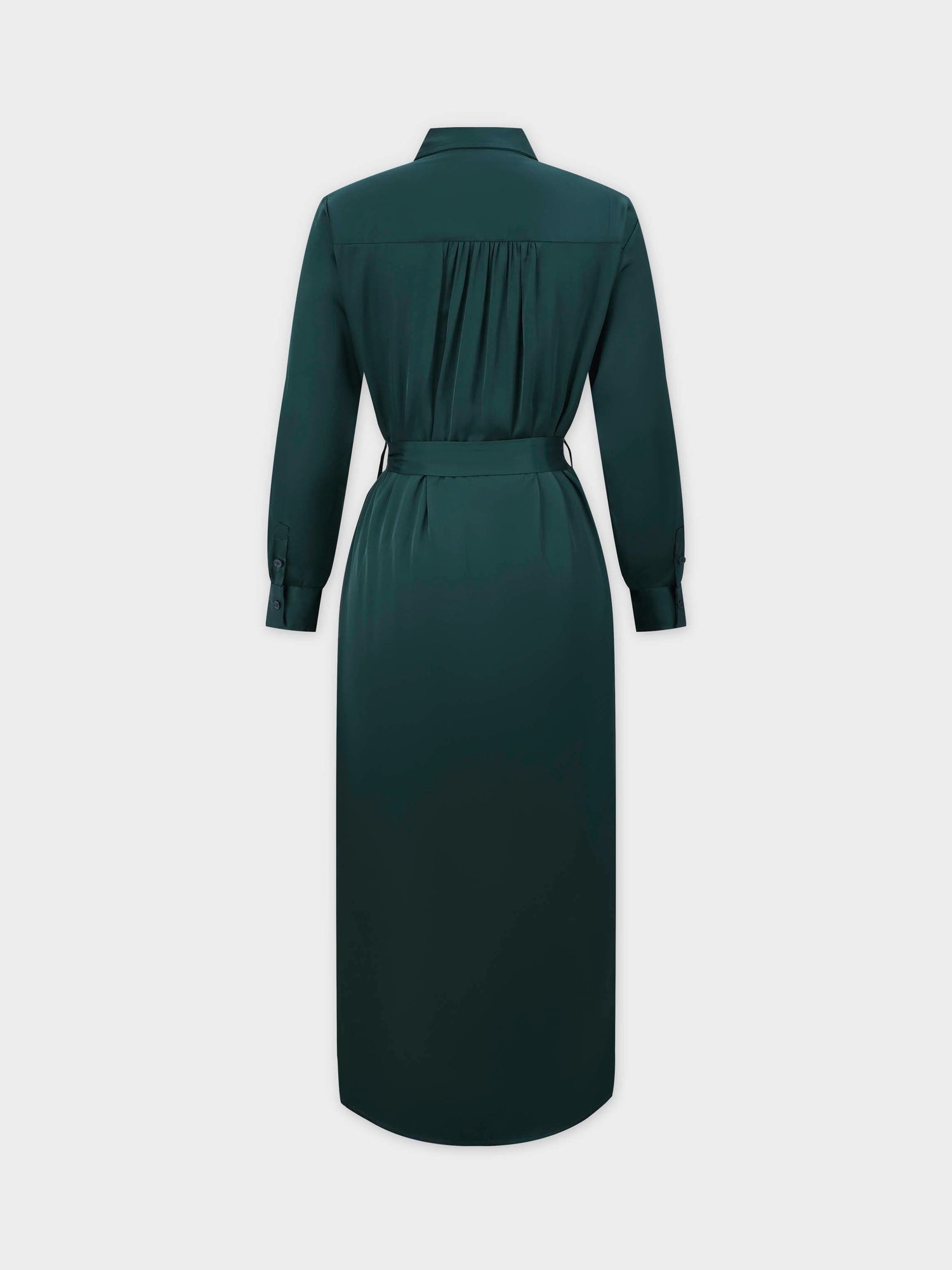 Gathered Back Shirtdress-Emerald Green