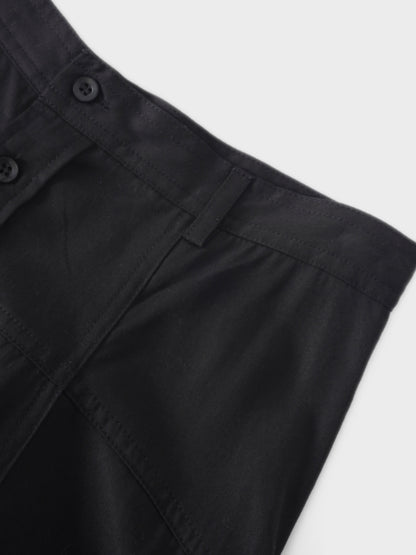 Tencel Yoke Button Down Skirt-Black