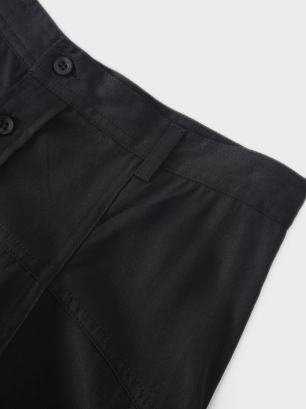 Tencel Yoke Button Down Skirt-Black