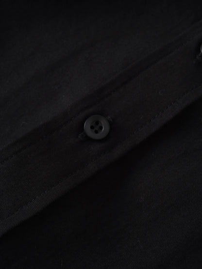 Tencel Yoke Button Down Skirt-Black