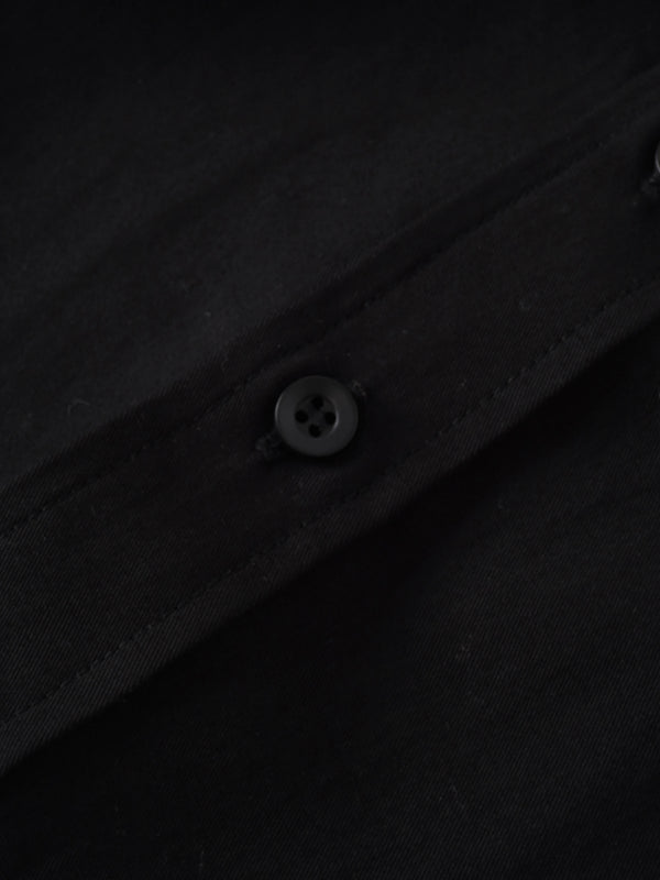 Tencel Yoke Button Down Skirt-Black