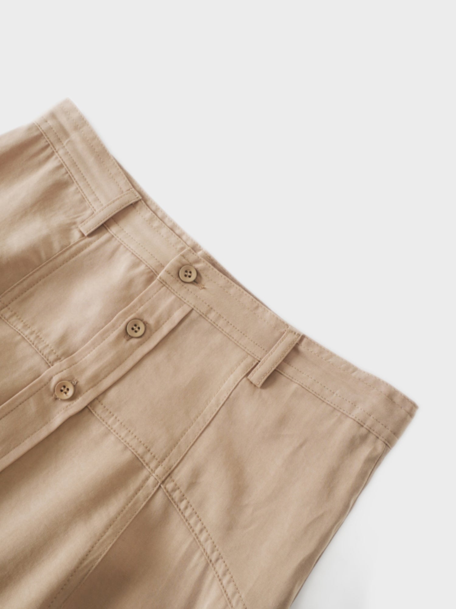 Tencel Yoke Button Down Skirt-Tan