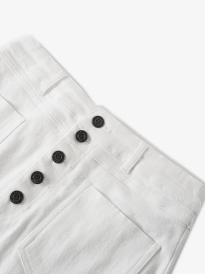 Straight Maxi Denim Skirt-White