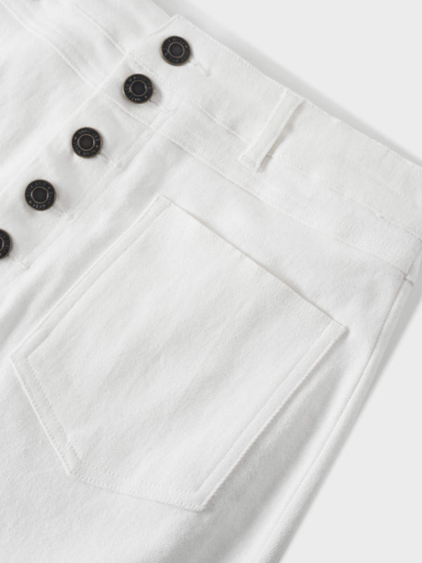 Straight Maxi Denim Skirt-White
