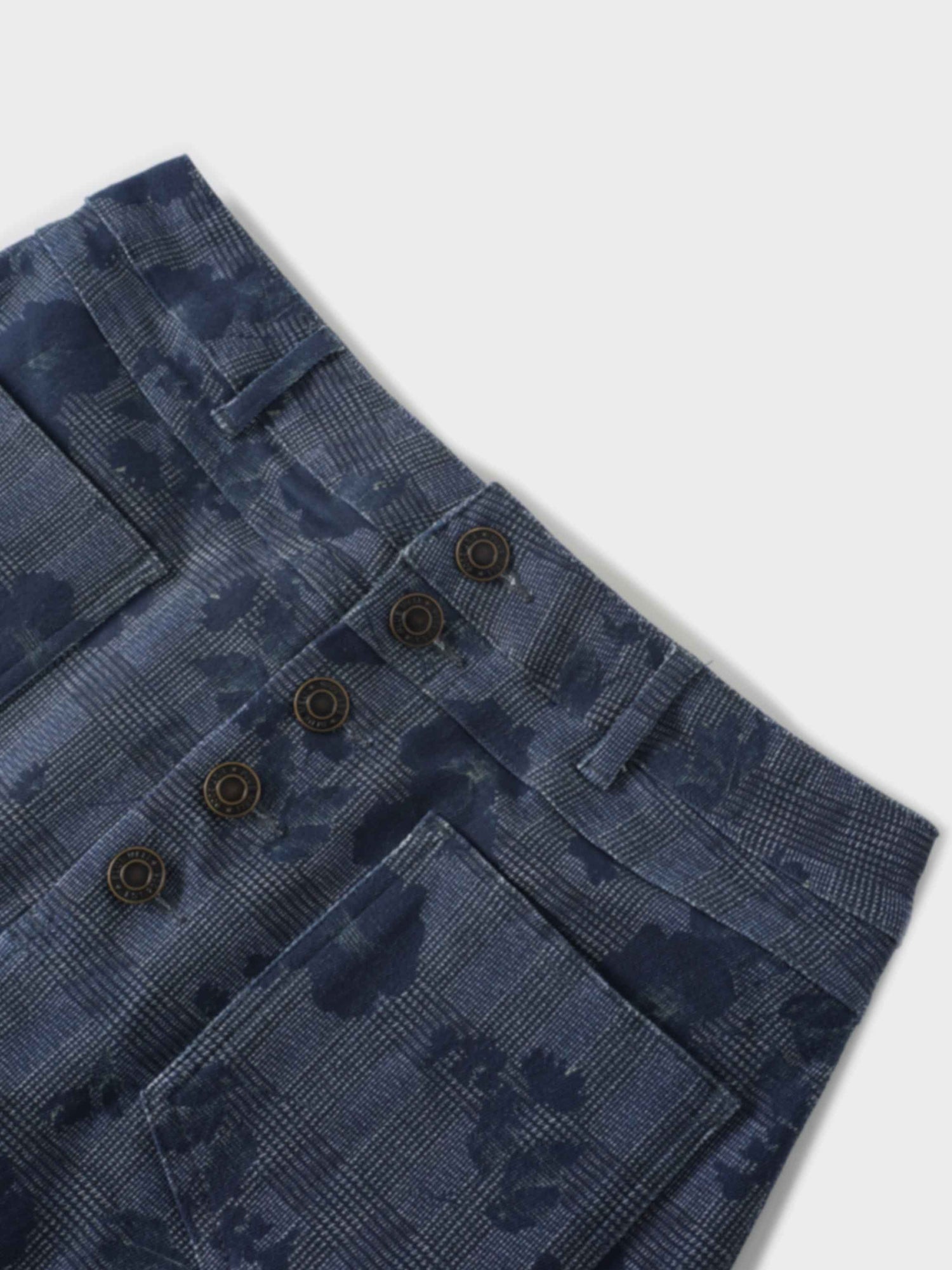 Straight Maxi Denim Skirt-Plaid Blue Floral