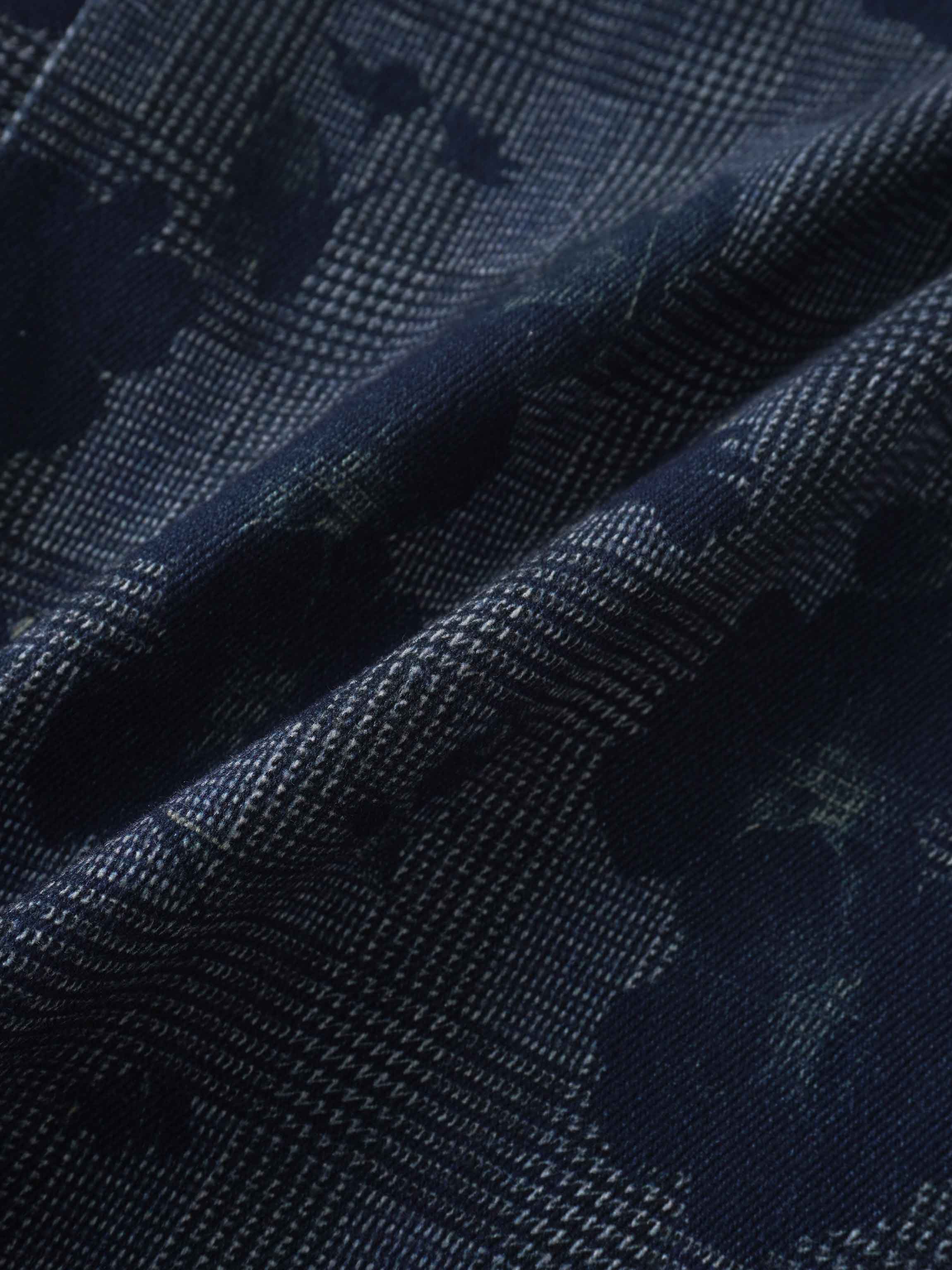 Straight Maxi Denim Skirt-Plaid Blue Floral