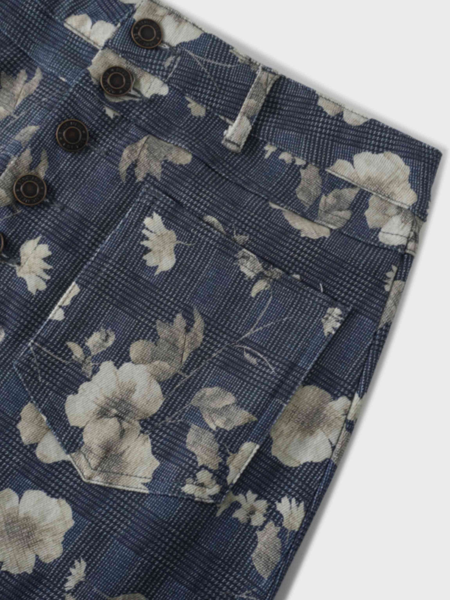 Straight Maxi Denim Skirt-Plaid Tan Floral