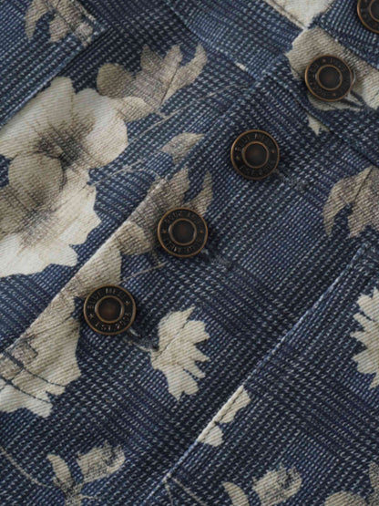 Straight Maxi Denim Skirt-Plaid Tan Floral