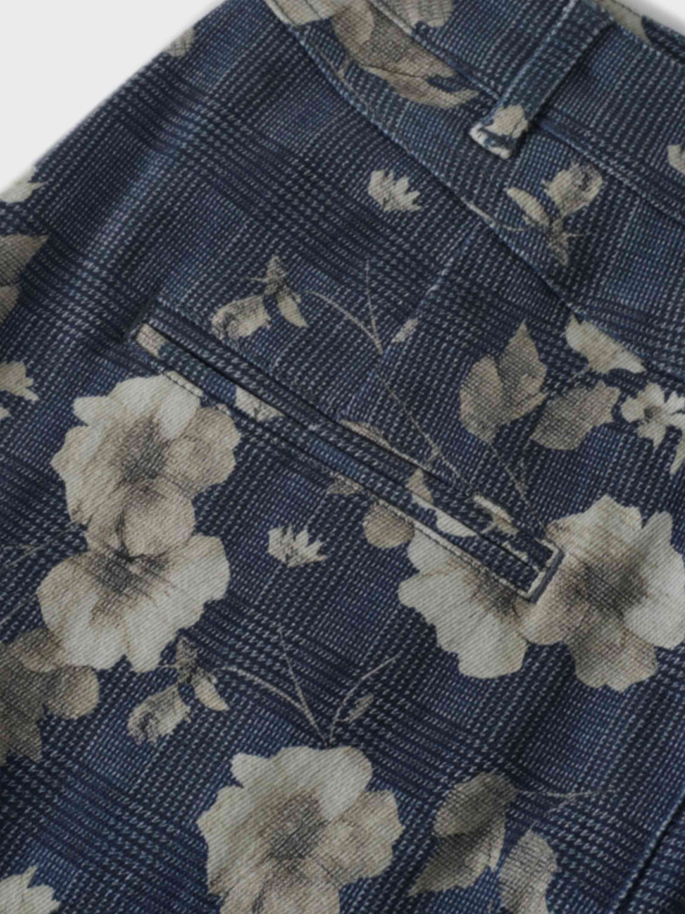 Straight Maxi Denim Skirt-Plaid Tan Floral