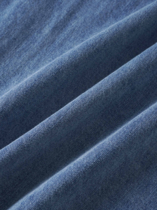 Inverted Yoke Pleat Denim Skirt-Light Blue