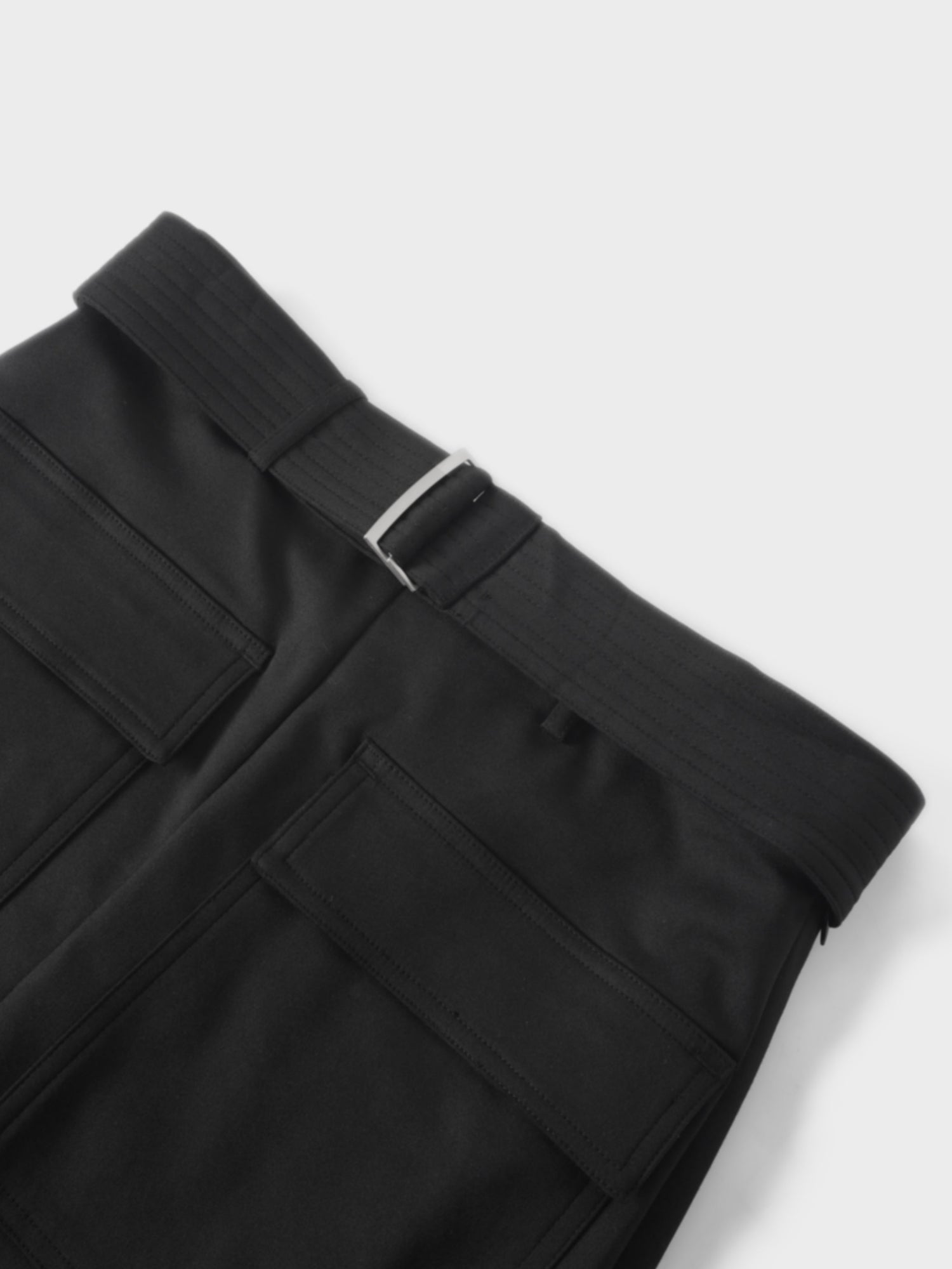 Belted Straight Cargo Pocket Skirt-Black