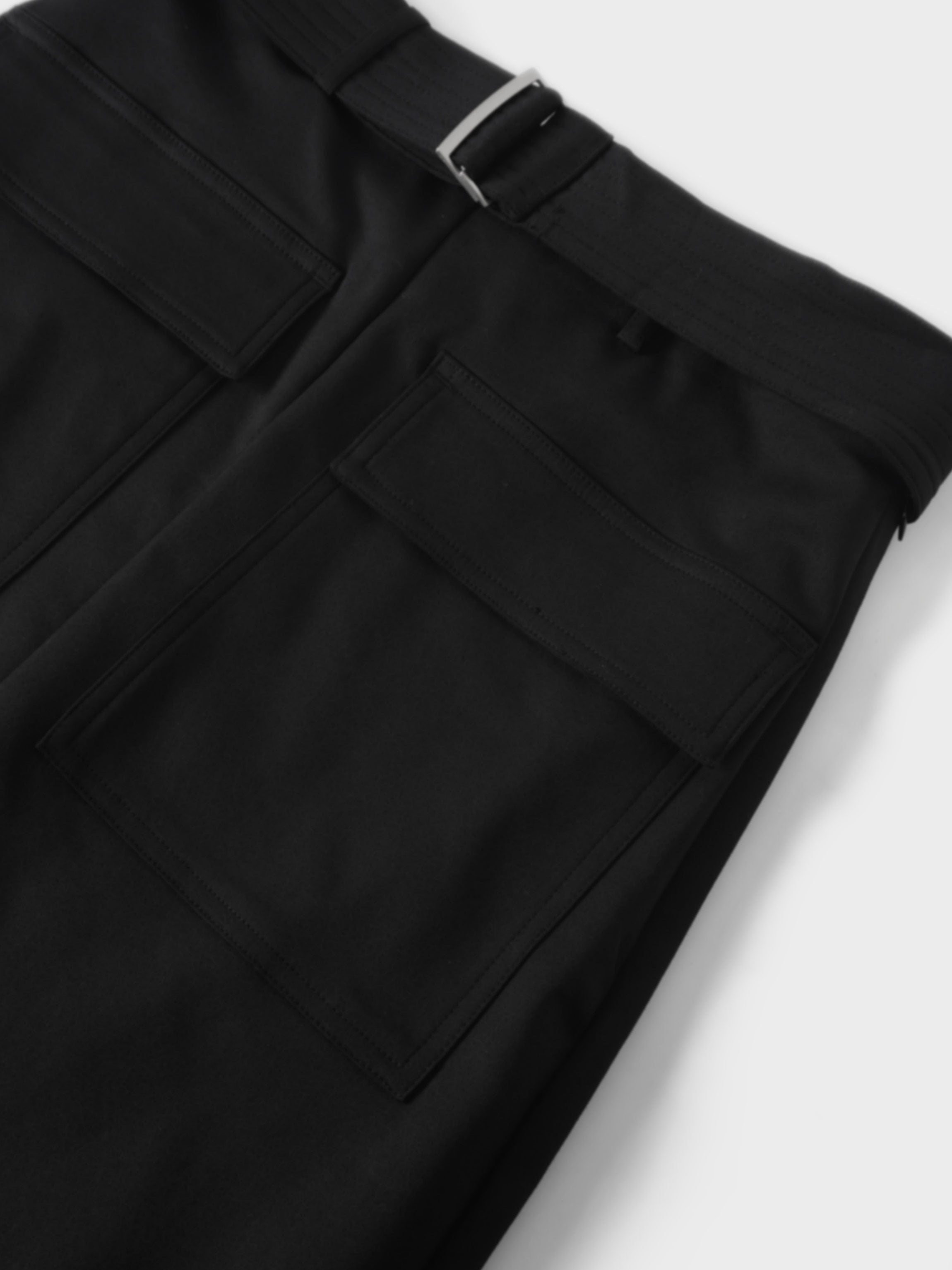 Belted Straight Cargo Pocket Skirt-Black