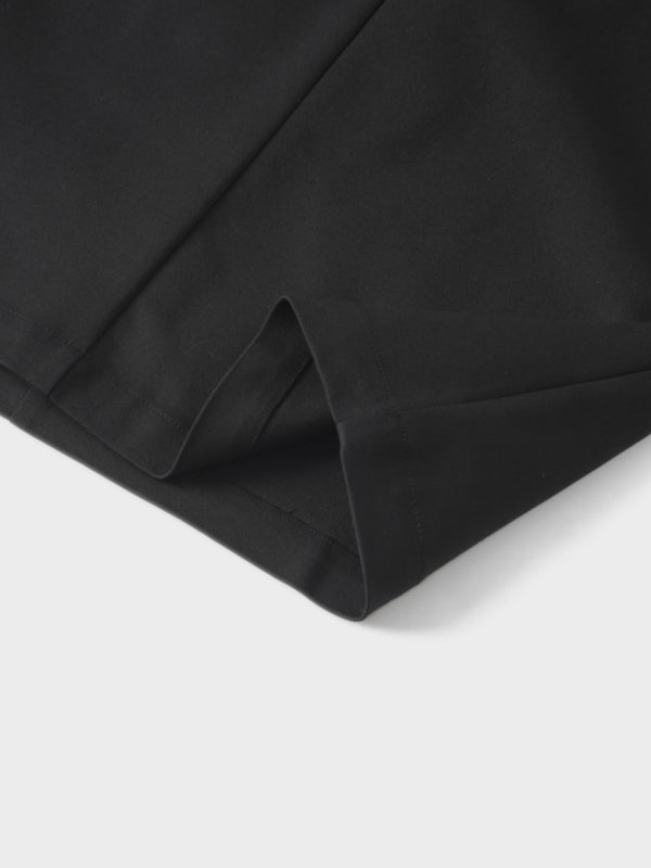 Belted Straight Cargo Pocket Skirt-Black