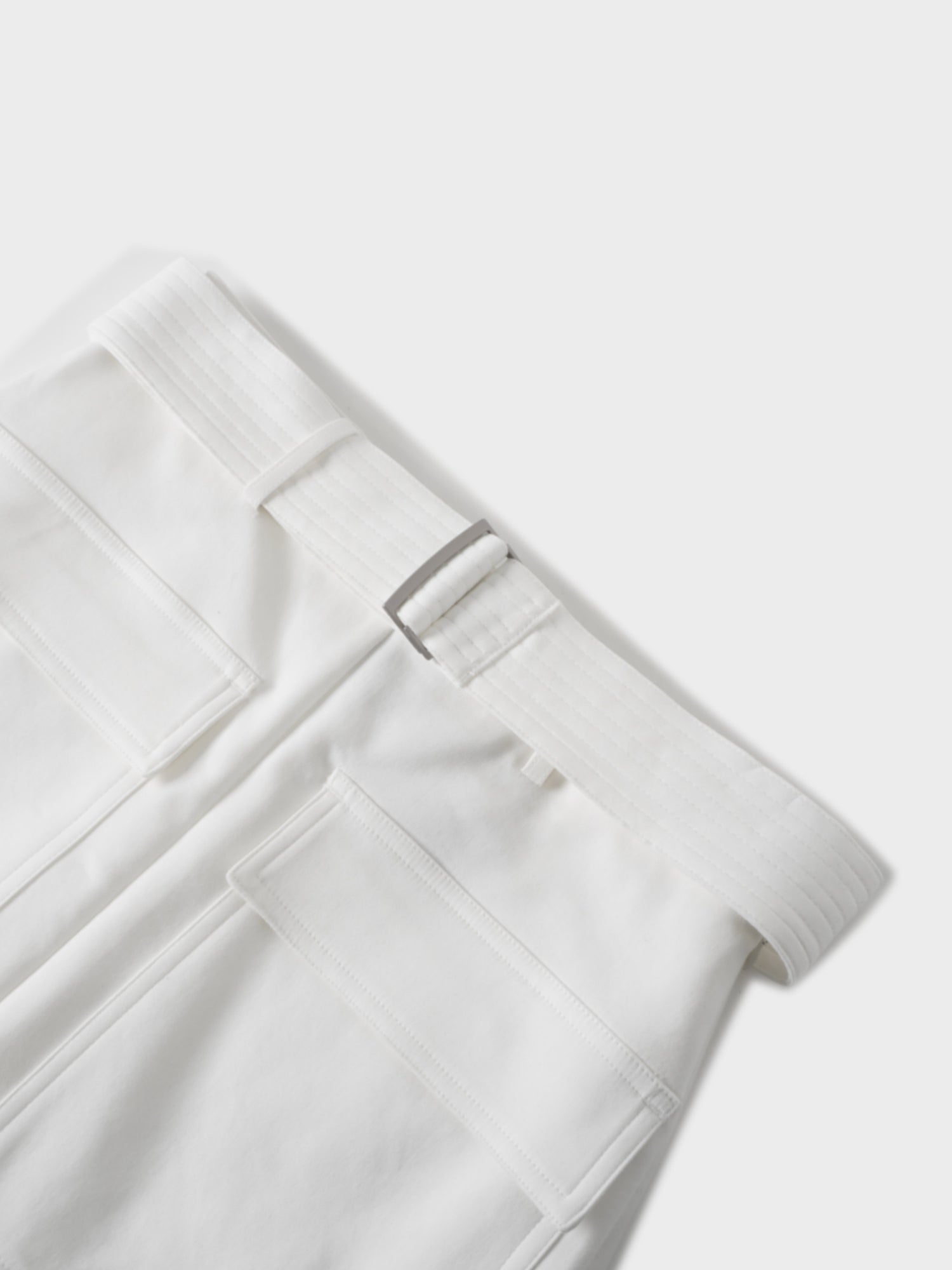 Belted Straight Cargo Pocket Skirt-White