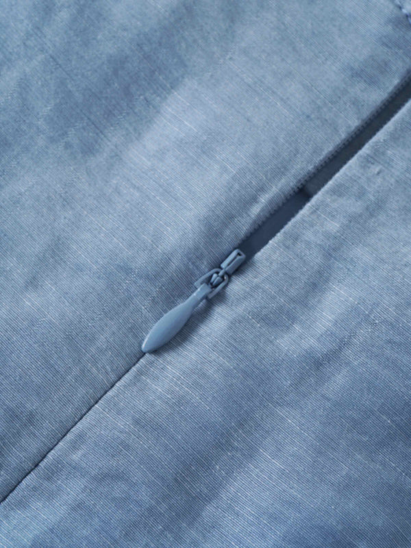 Pointed Yoke Dress Skirt-Blue