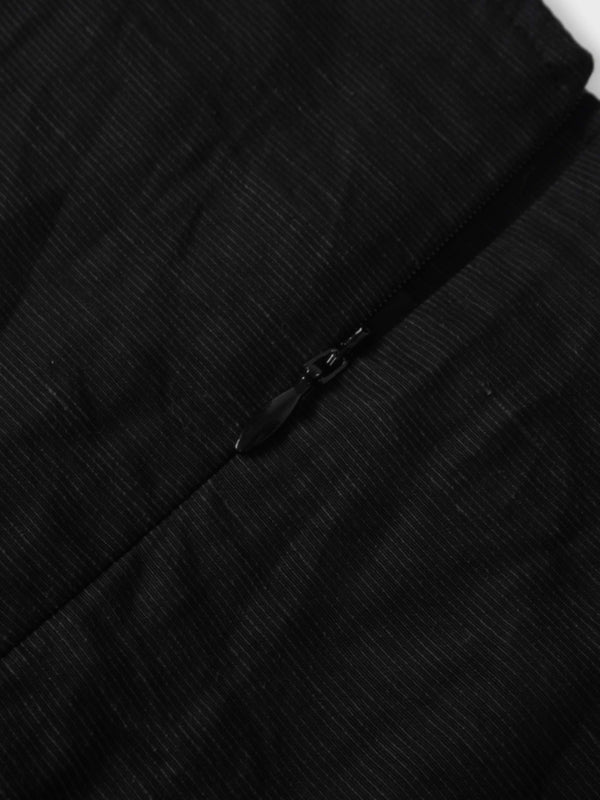 Pointed Yoke Dress Skirt-Black