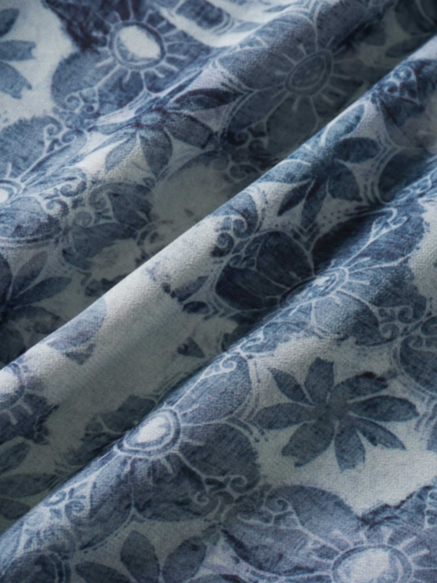 Button Down Bow Blouse-Soft Blue Floral