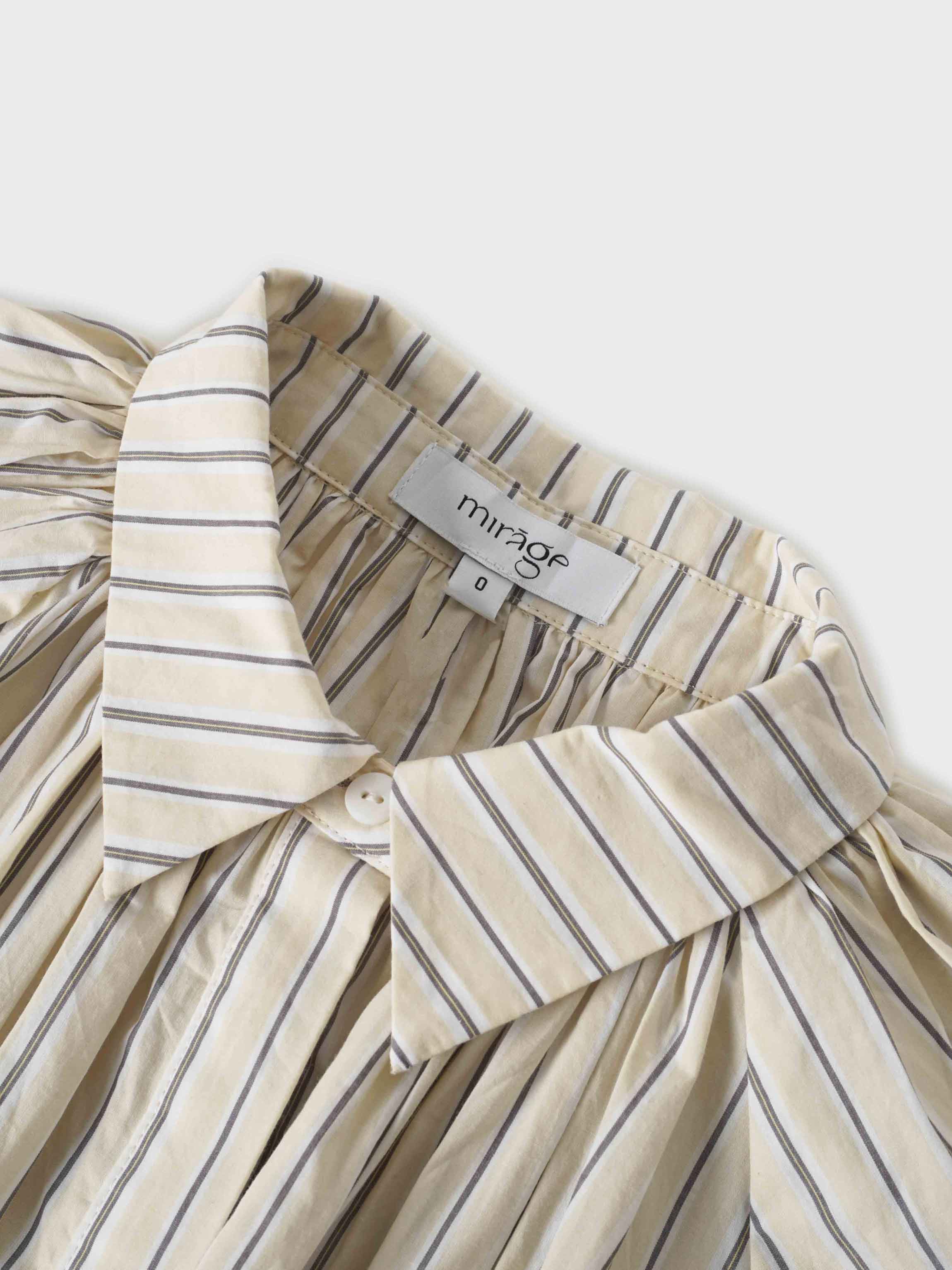 Pleat Front Button Down Dress-Pinstripe