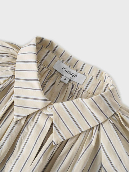 Pleat Front Button Down Dress-Pinstripe