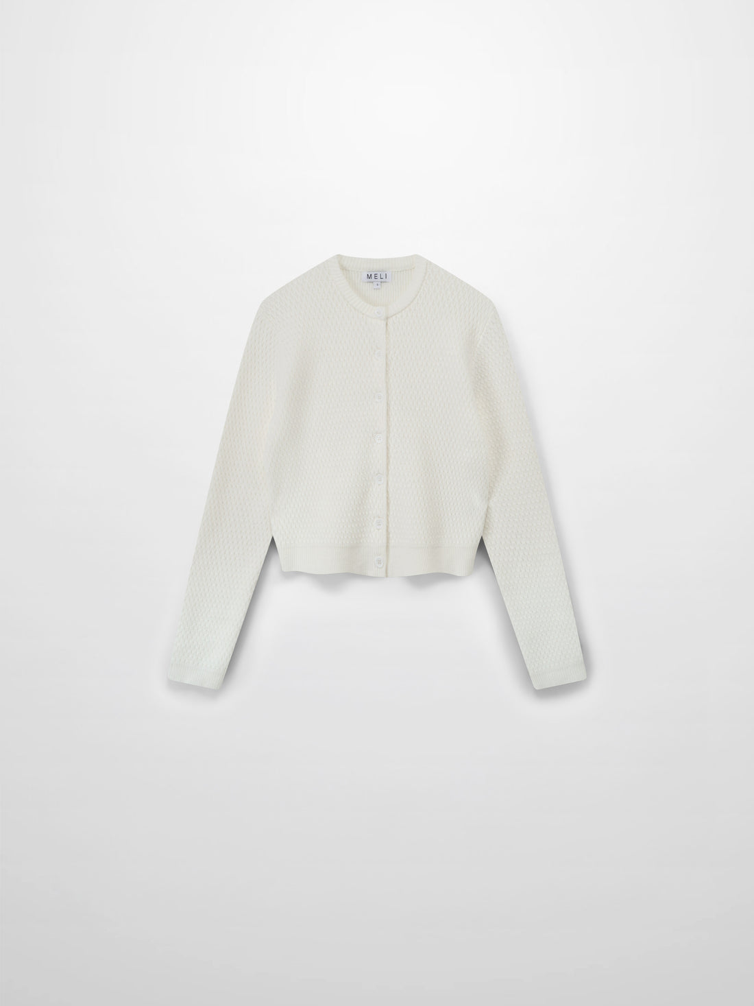 Textured Crew Cardigan-Ivory